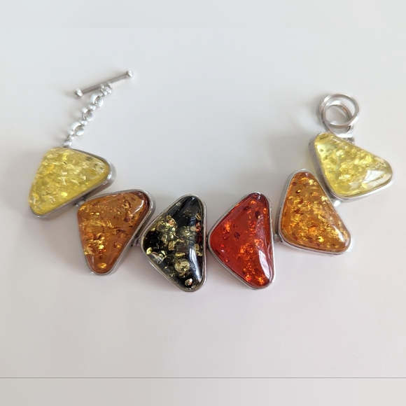 Confetti Lucite Statement bracelet | Faux Amber | Modern Costume | Runway - Picture 4 of 7